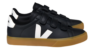 Veja Recife Black White Leather Velcro Sneakers