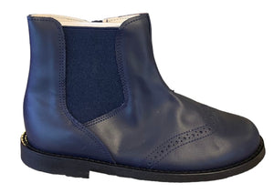 Shawn & Jeffery Navy Leather Booties