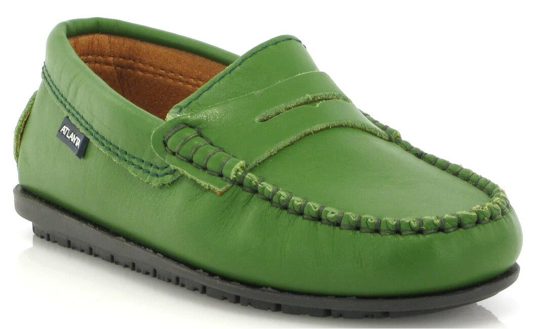 Atlanta Mocassin Green Kiwi Smooth Leather Penny Loafer