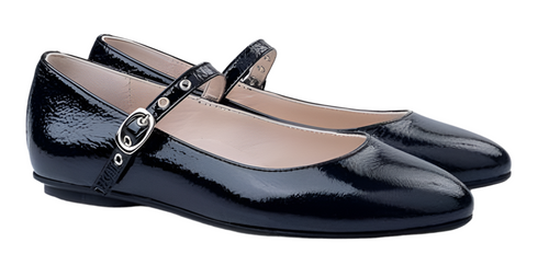 Beberlis Black Patent Leather Designed Mary Jane Shoes