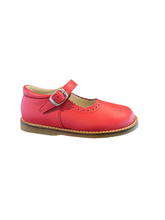 Shawn & Jeffery Red Leather Girls Omega Buckle Mary Jane