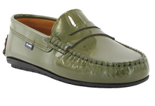 Atlanta Mocassin Green Kaki Patent Leather Loafer