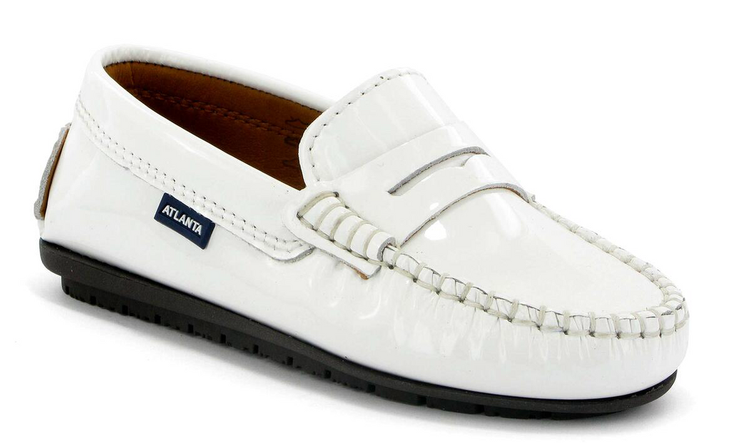 Atlanta Mocassin White Patent Leather Penny Loafer