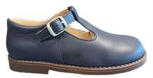 Shawn & Jeffrey Navy Omega Leather 141 T Strap Shoe