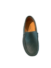 Atlanta Mocassin Green Smooth Rhombus Press Leather Loafer