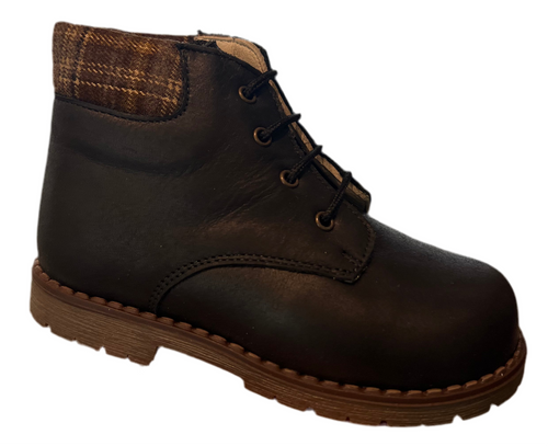 Shawn & Jeffery Baby Black Leather 137 Checkered Design Booties