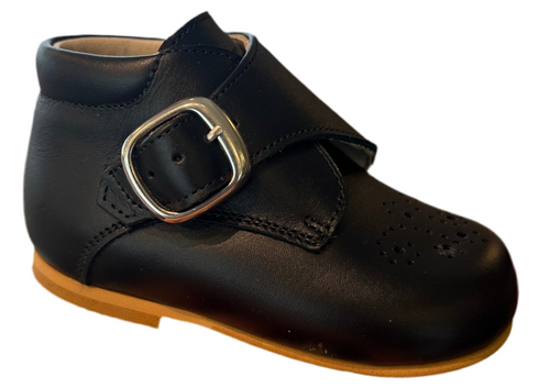 Shawn & Jeffery Baby Black Leather 136 Velcro Design Booties