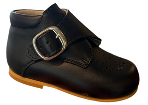 Shawn & Jeffery Baby Black Leather 136 Velcro Design Booties