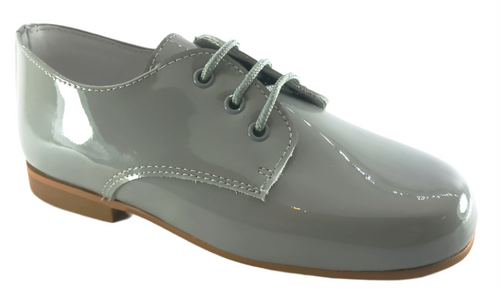 Shawn & Jeffery Light Grey Patent Leather Oxford Dress Shoe