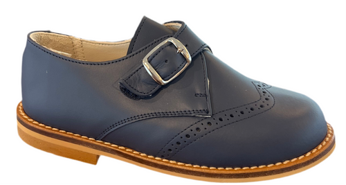 Shawn & Jeffery Navy Bambi Design Leather Single Buckle Velcro Dress Shoe
