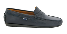 Atlanta Mocassin Blue Navy Grainy Penny Leather Loafer