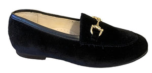 Shawn & Jeffery Black Velvet Leather Buckle Slip On Shoe