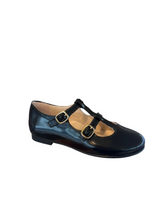 Beberlis Girls Black Antik Negro Leather Double Buckle Shoes