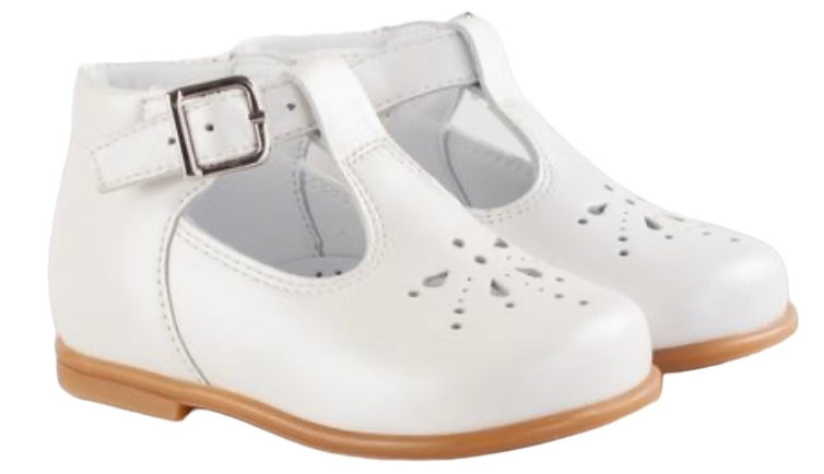 Beberlis White Leather Baby High Top TStrap