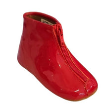 Pepe Red Patent Leather Zipper Booties