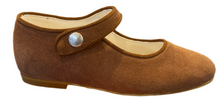 Shawn & Jeffery Roble Tan Suede Leather Girls Button Mary Jane