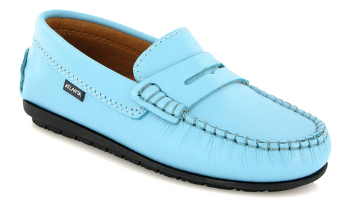 Atlanta Mocassin Blue Turquoise Smooth Penny Loafer