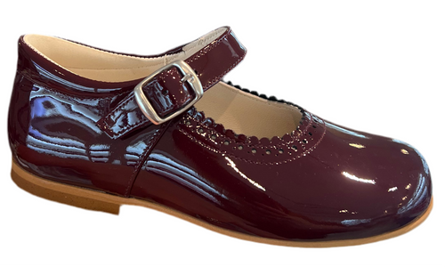 Shawn & Jeffery Burgundy Patent Leather Girls European Buckle Mary Jane