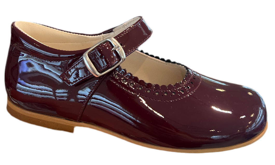 Shawn & Jeffery Burgundy Patent Leather Girls European Buckle Mary Jane