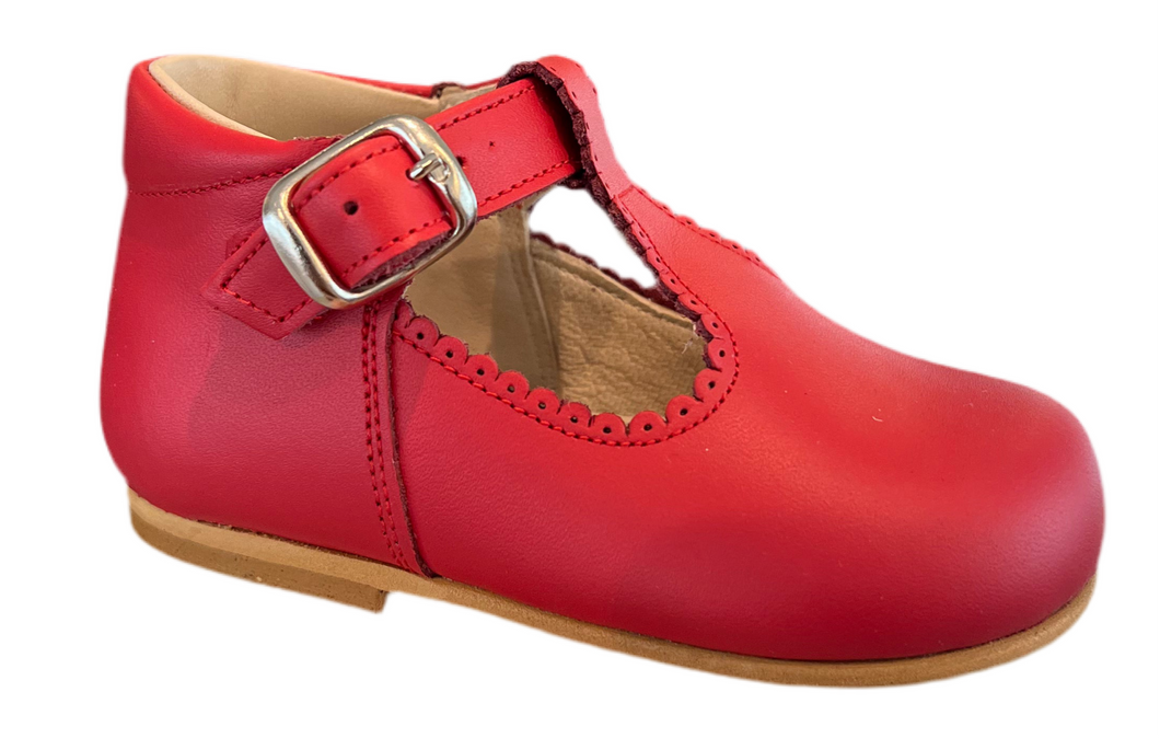 Shawn & Jeffery Red Leather Baby T Strap 114