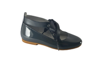 Shawn & Jeffery Ankle Tie Grey Patent Girls Dressy Shoe