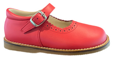 Shawn & Jeffery Red Leather Girls Omega Buckle Mary Jane