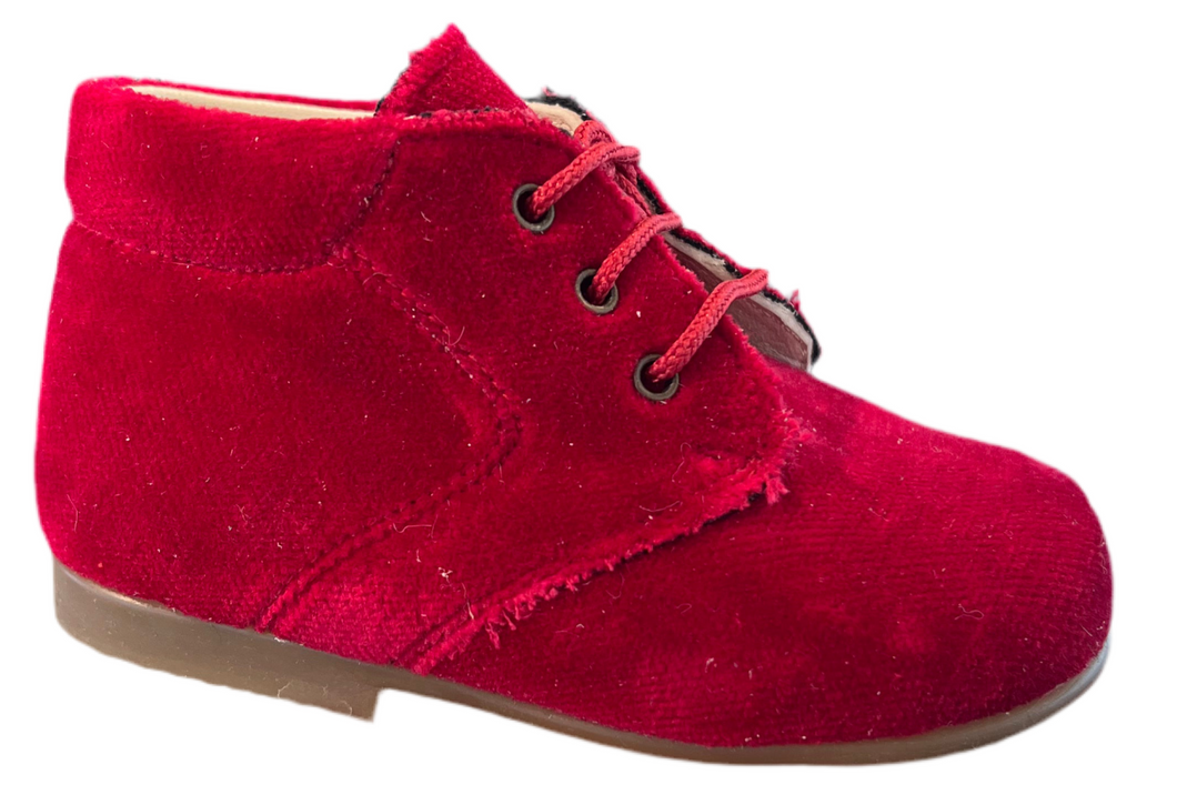 Shawn & Jeffery Baby Red Velvet Leather Booties