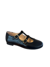 Beberlis Girls Black Antik Negro Leather Double Buckle Shoes