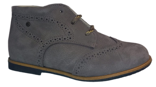 Manuela De Juan Taupe Leather Wingtip Laceup Booties