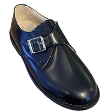 Shawn & Jeffery Boys Black Mocasino Single Buckle Velcro Dress Shoe