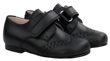 Beberlis Black Leather Velcro Oxford Dress Shoe