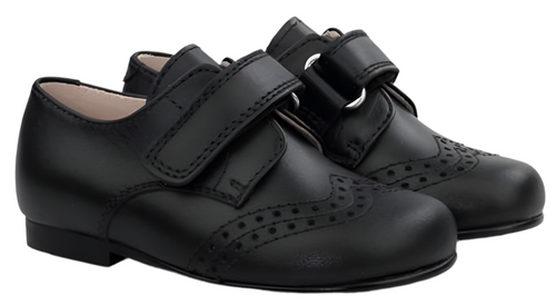 Beberlis Black Leather Velcro Oxford Dress Shoe