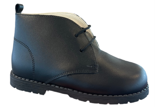 Shawn & Jeffery Black 118 Leather Lace up Booties