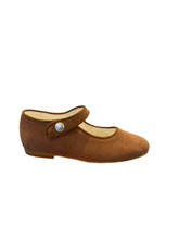 Shawn & Jeffery Roble Tan Suede Leather Girls Button Mary Jane