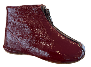 Pepe Burgundy Patent Leather Zipper Booties