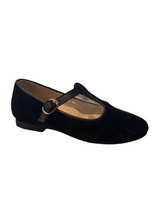 Shawn & Jeffery Black Velvet Girls T-Strap Shoe