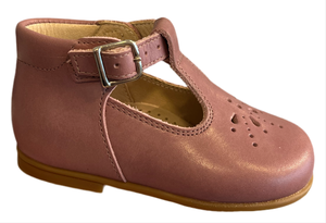 Beberlis Baby Rose Antique Pink Leather T-Strap shoes