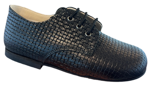 Shawn & Jeffery Black Leather Pressed Oxford Dress Shoe