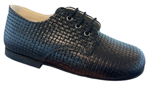 Shawn & Jeffery Black Leather Pressed Oxford Dress Shoe