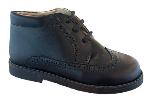 Shawn & Jeffery Black Leather Design 115 Lace up Booties