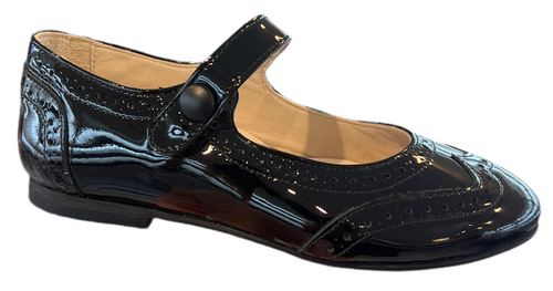 Shawn & Jeffery Black Patent Leather Wingtip Button Mary Jane