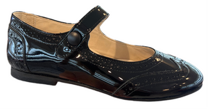 Shawn & Jeffery Black Patent Leather Wingtip Button Mary Jane
