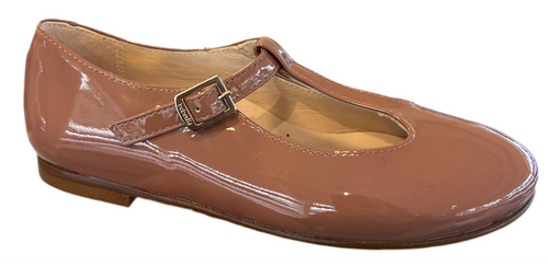Beberlis Girls Blush Patent Leather T-Strap