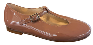 Beberlis Girls Blush Patent Leather T-Strap