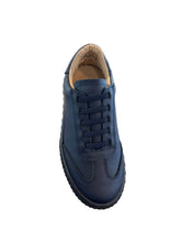 Porte Navy Gum Leather Hex Sole Elastic Lace Sneaker