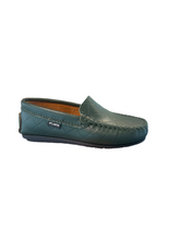 Atlanta Mocassin Green Smooth Rhombus Press Leather Loafer