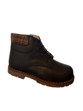Shawn & Jeffery Baby Black Leather 137 Checkered Design Booties