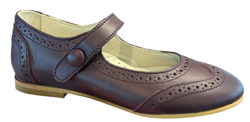 Shawn & Jeffery Burgundy Leather Wingtip Button Mary Jane