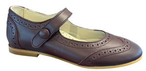 Shawn & Jeffery Burgundy Leather Wingtip Button Mary Jane