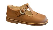 Shawn & Jeffrey Tan Roble Omega Leather T Strap Shoe